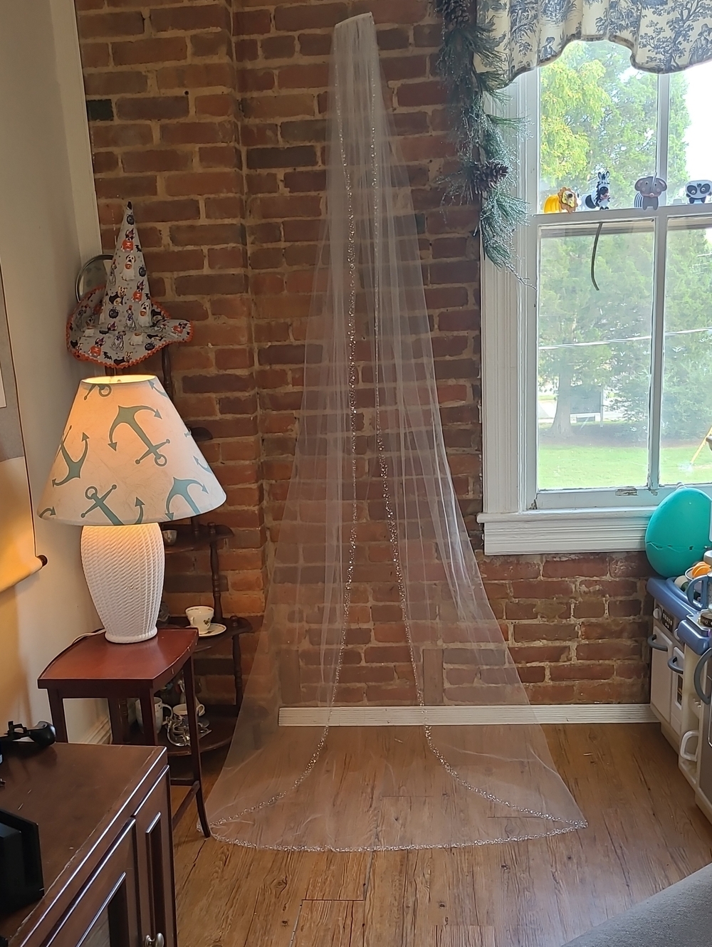 Sheer Beaded Bridal Veil